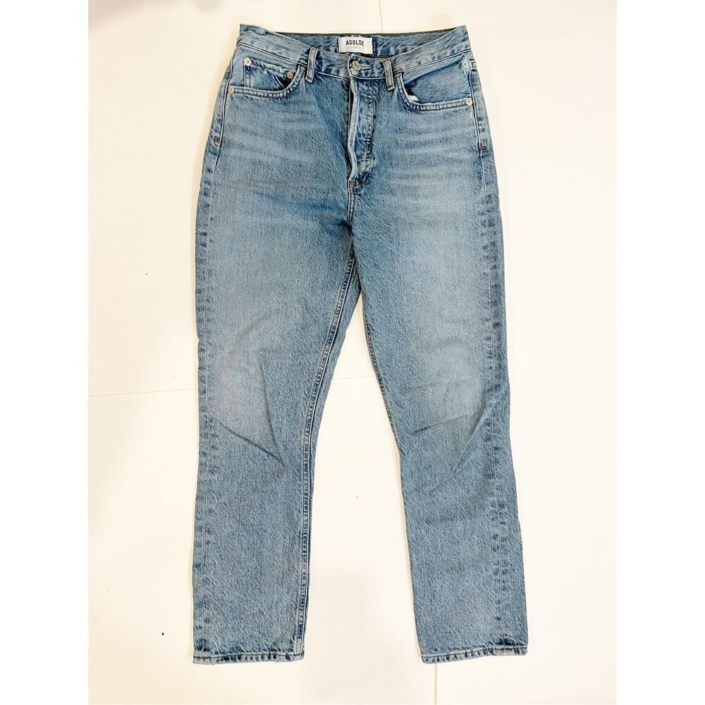 AGOLDE Riley cropped high-rise straight leg jeans button fly Size 25